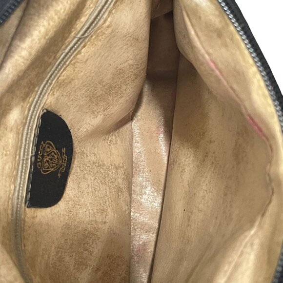 Vintage Gucci Black Monogram Shoulder Bag Italy Logo Strap Classic Old Money - Picture 3 of 15